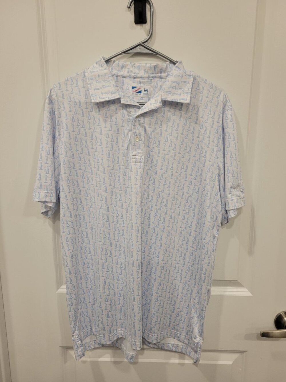 Bermies Polo Shirt with Golfer Print Size M